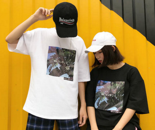 印花t恤韩系,t恤烫画效果图