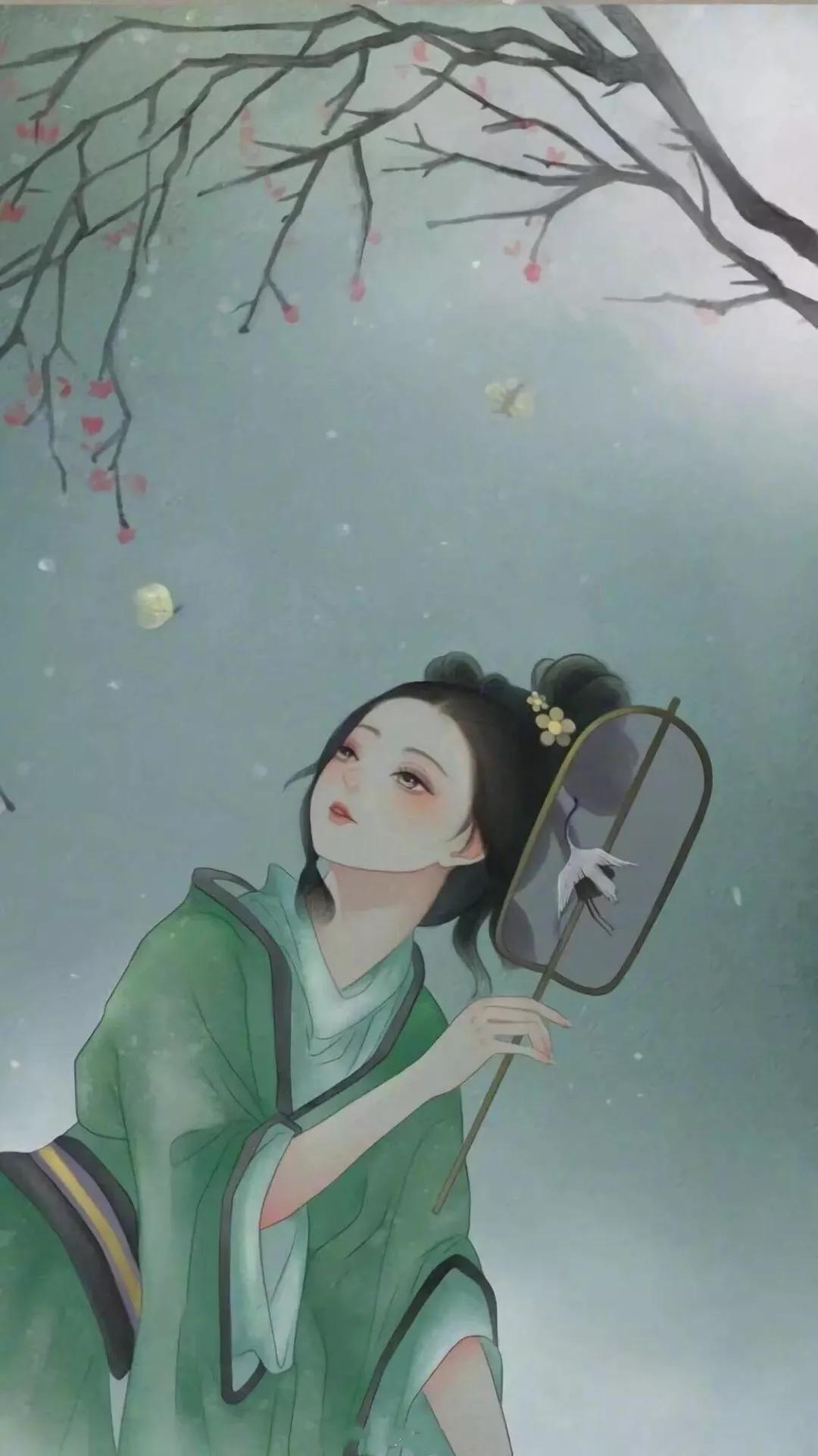古代古风壁纸大全,二次元壁纸之绿衣佳人