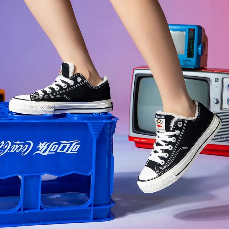 大嘴猴帆布鞋儿童加绒,女保暖鞋加绒加厚正品大嘴猴