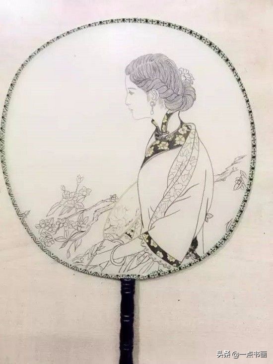 团扇仕女图画法,执扇仕女工笔画法图解