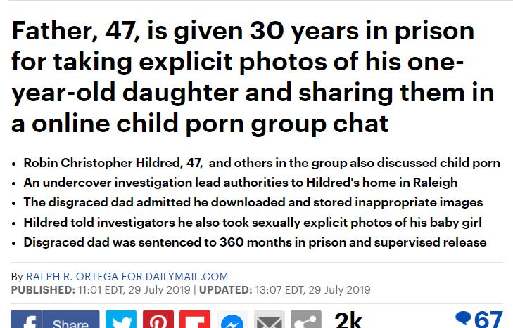 女儿不到两岁，美国兽父拍摄其不雅照，分享到网络与人分享和讨论