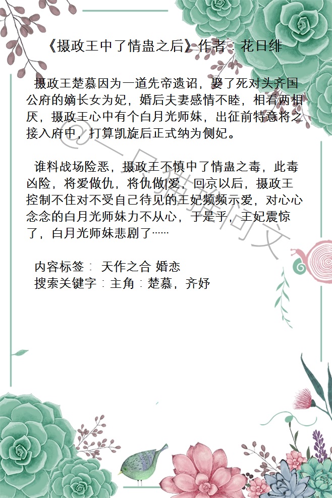 小说推荐甜宠文古风完结摄政王,双男主摄政王甜宠文推荐