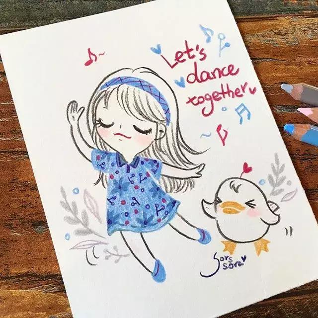 彩铅画古风人物简笔画,彩铅荷花简笔画几分钟就能学会