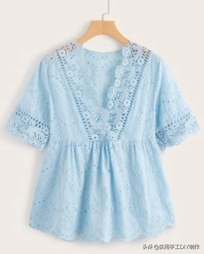 2020蕾丝领时尚气质纯色衬衣,时尚设计荷叶花边纽扣套头衬衫