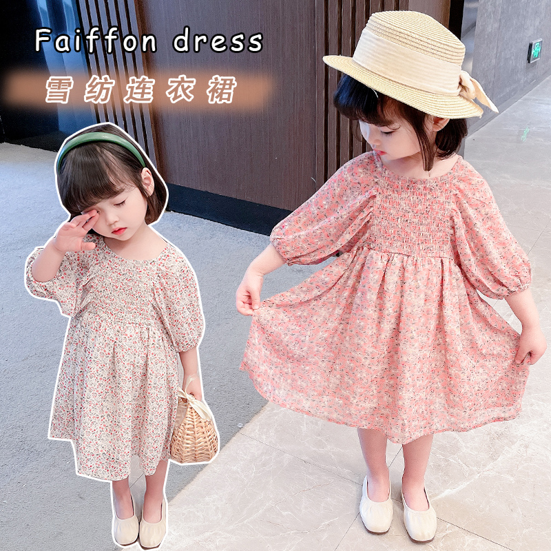 女童连衣裙夏季儿童纯棉碎花裙,女童连衣裙2023夏薄款儿童裙子