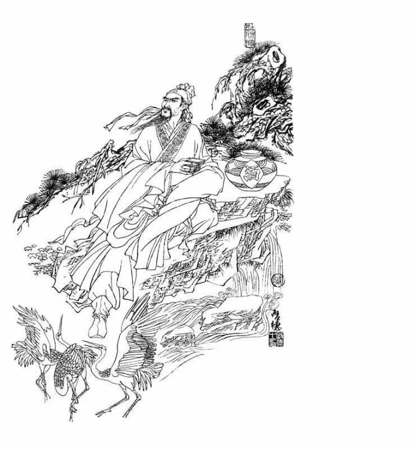 图谱神话人物工笔画白描,国画工笔人物白描图片大全大图