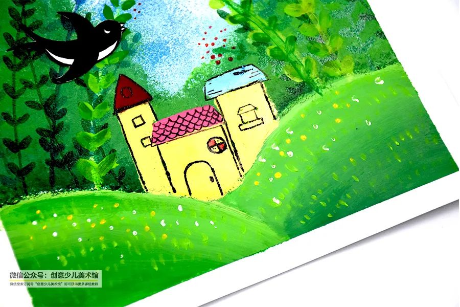 儿童画环保水粉画,儿童画启蒙风景篇