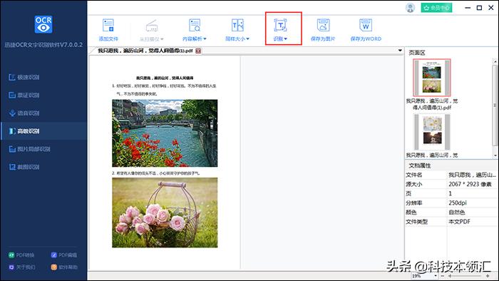 pdfocr文字识别,识别pdf图片中的文字