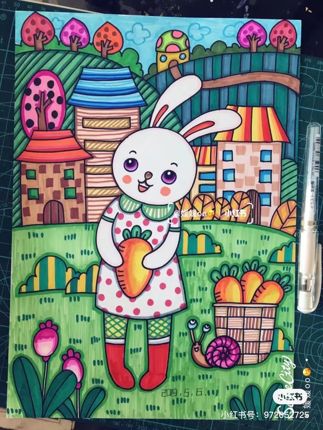 色彩缤纷的马克笔装饰画,60色的马克笔画简单的动漫画