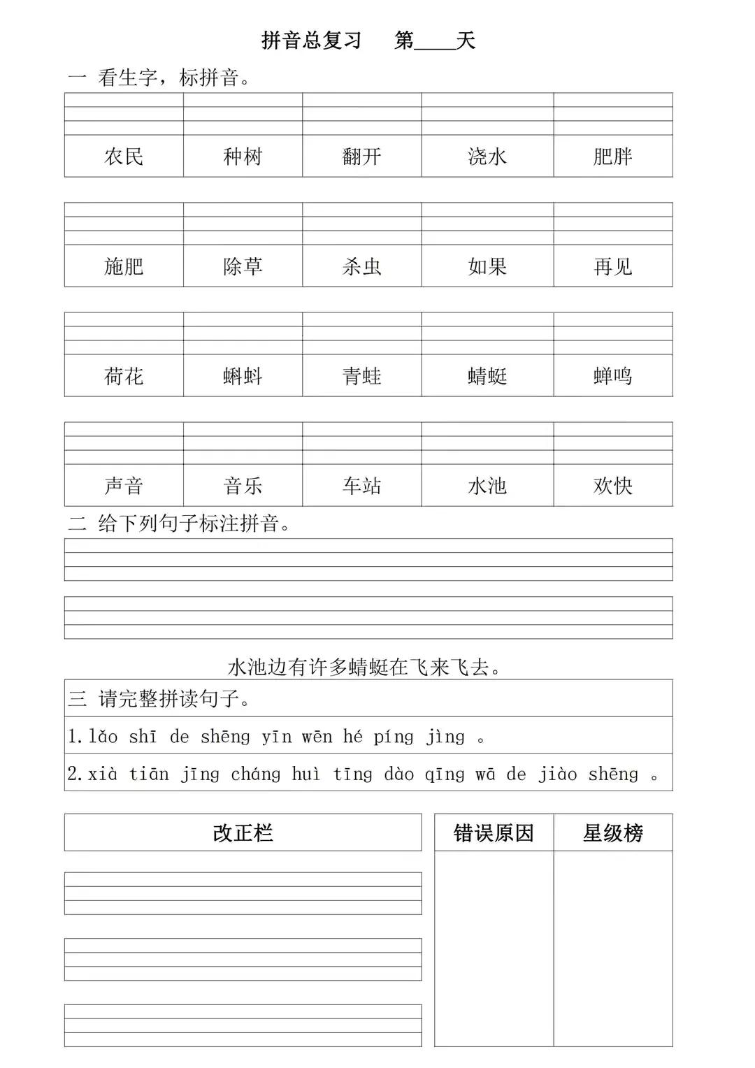 部编版一年级上册拼音专项复习,一年级上册拼音重点难点归纳总结