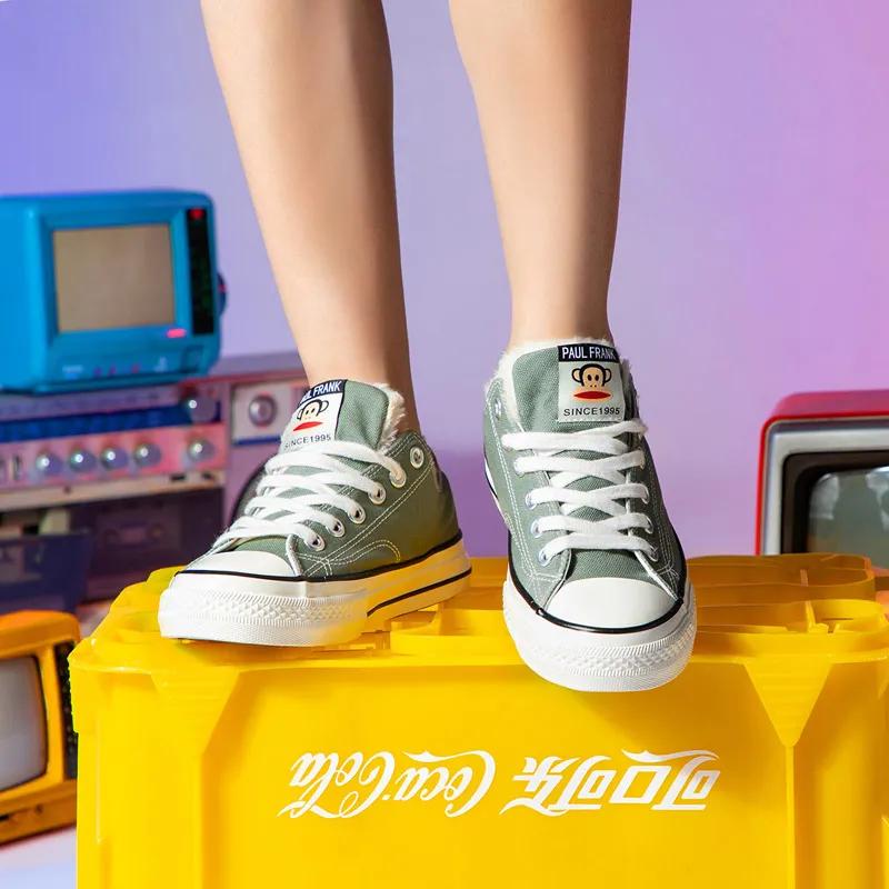 大嘴猴帆布鞋儿童加绒,女保暖鞋加绒加厚正品大嘴猴