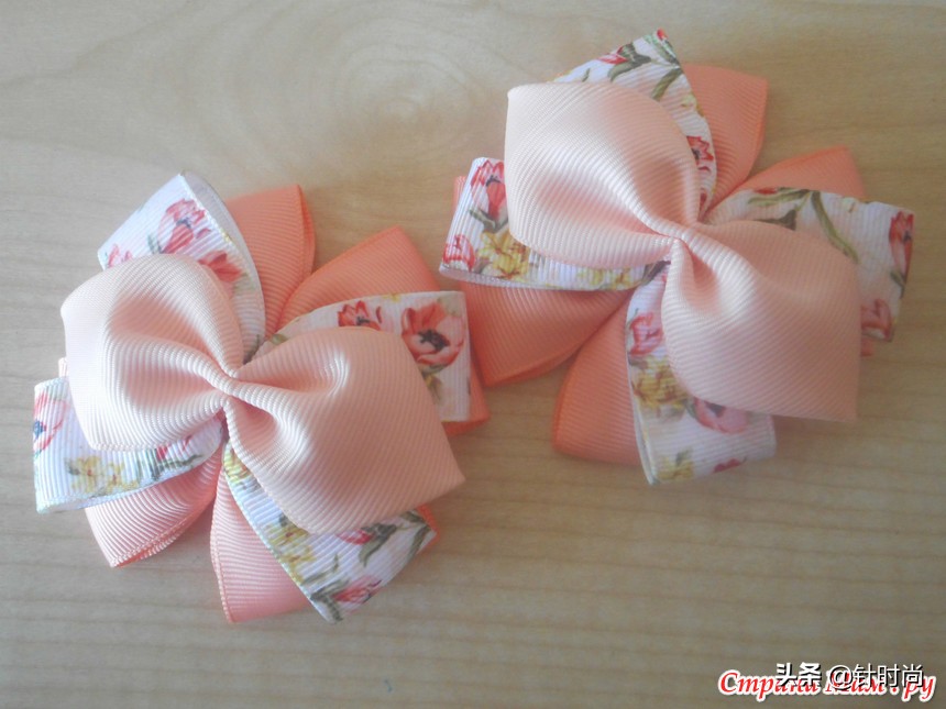 丝带儿童头花蝴蝶结手工制作过程,丝带蝴蝶结头花制作教程