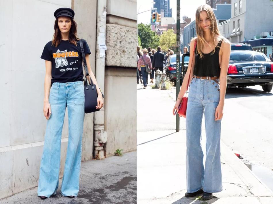 夏季高腰阔腿牛仔裤穿搭女,高腰牛仔裤女阔腿梨形身材
