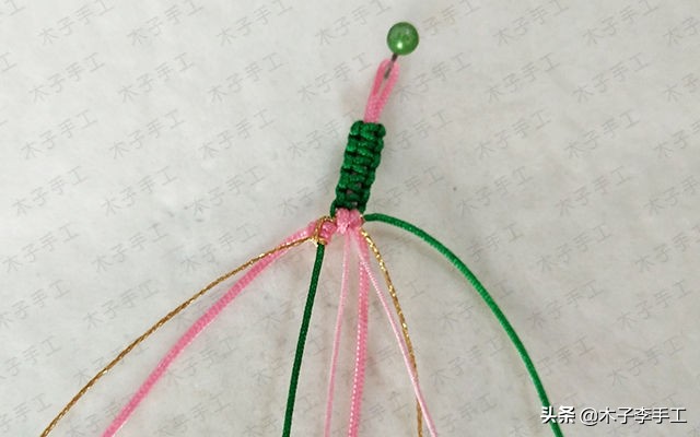 桃花手链编法最简单不用毛线编,手工编织手链桃花编法