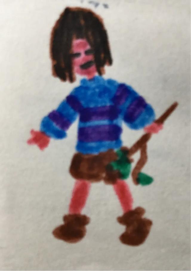 （作者手绘）各AU的Frisk，猜猜是哪些AU的（可能有些画的不好）