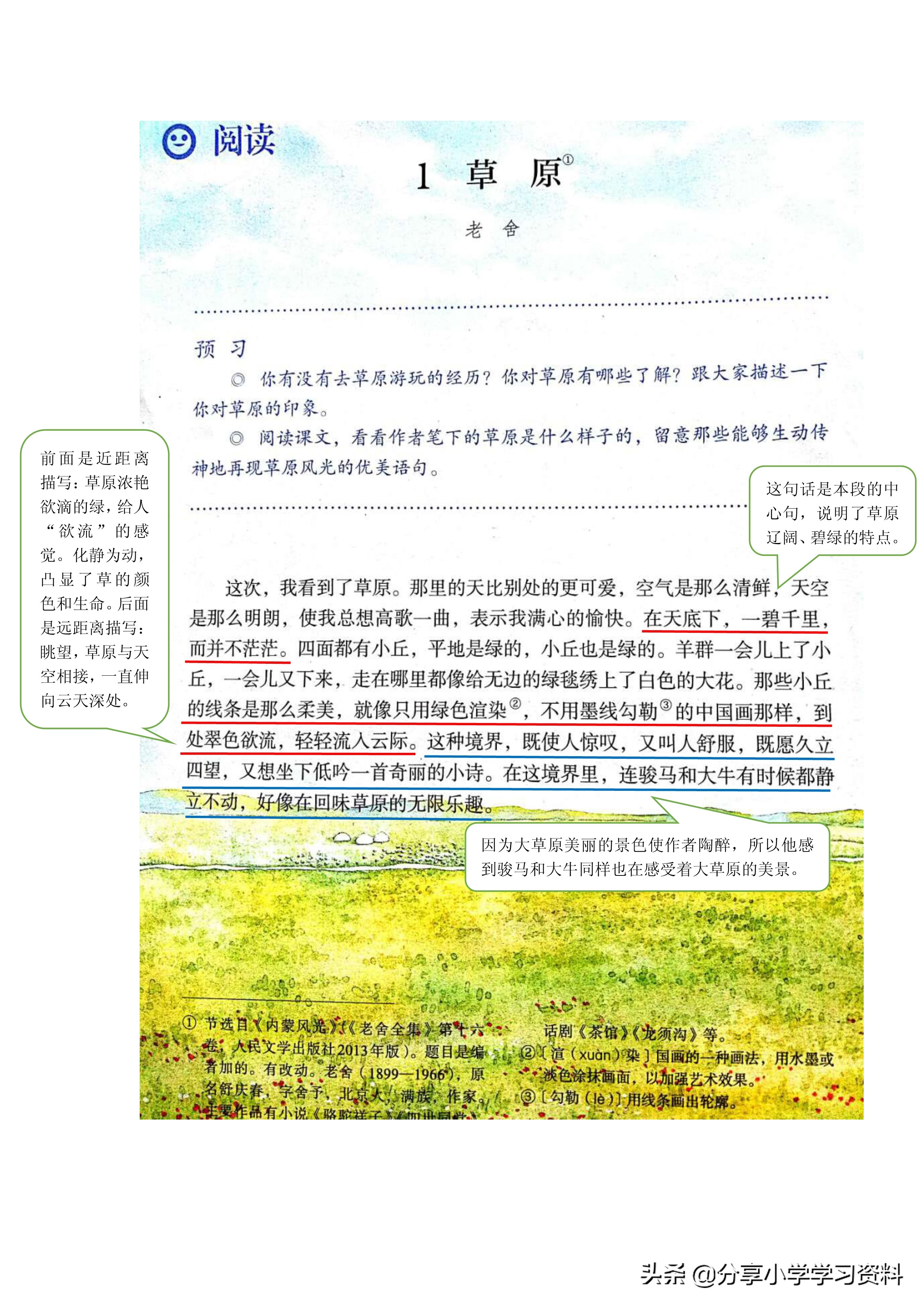 小学语文六上教材解读,六上语文书课堂笔记全册