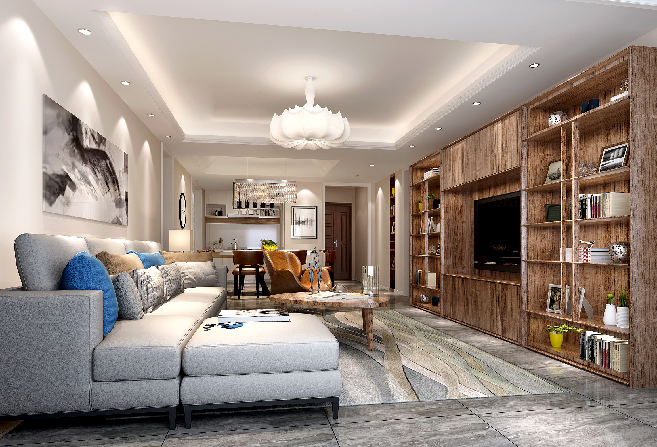 背景墙家装设计现代轻奢风客厅,禅意新中式厨房吊顶效果图