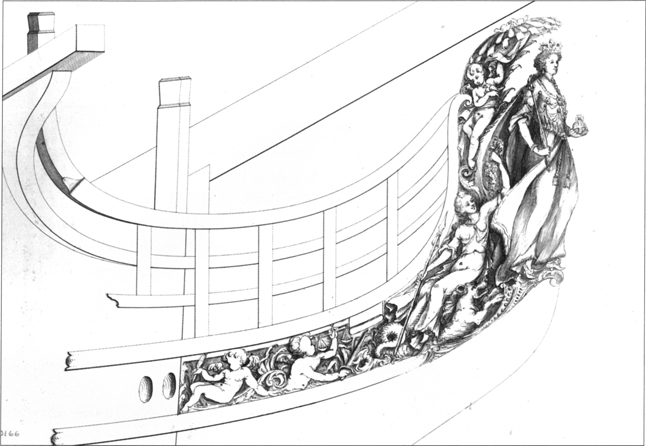 王权象征图,英国18世纪海军风帆战舰设计图