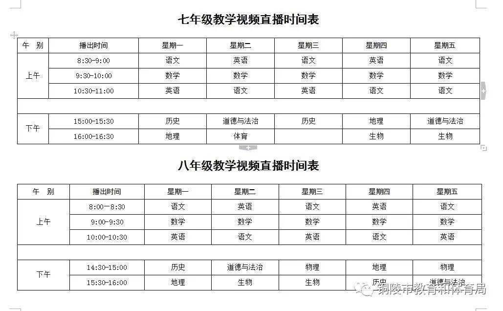 刚刚!铜陵市线上教育教学工作方案公布!含视频直播时间表