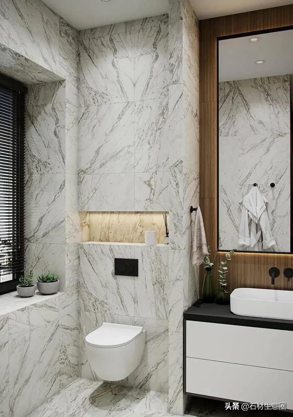 大理石做的浴室柜效果图,极简风格大理石浴室