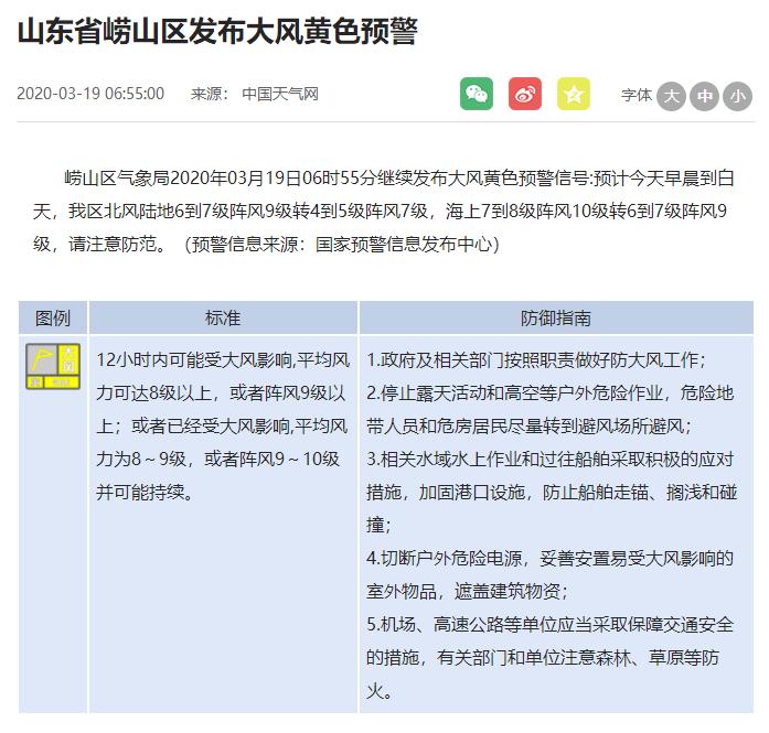 青岛10级大风人员伤亡,山东省青岛市大风预警