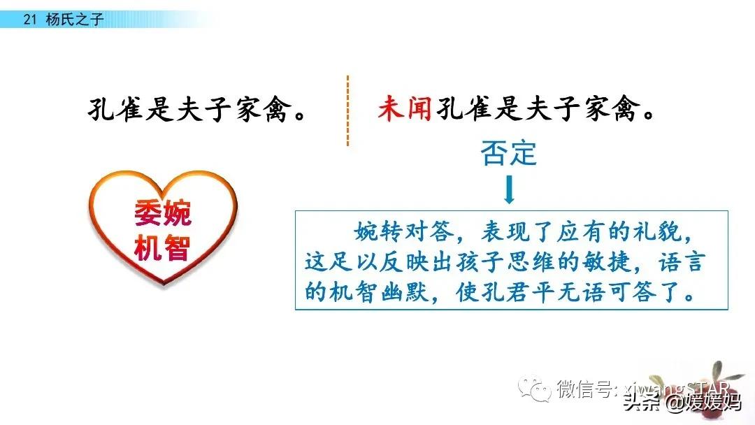 部编版五年级语文21杨氏之子教案,五年级下册语文21课杨氏之子笔记