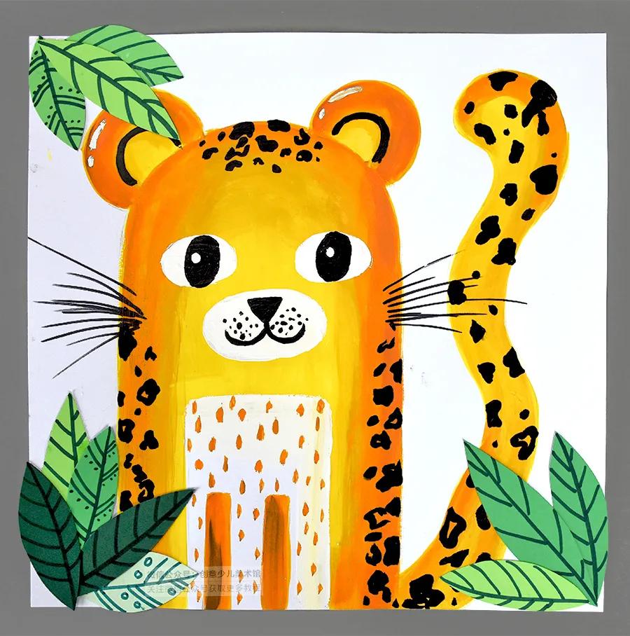 儿童画教程|艺术创想美术课程《森林里的小花豹》