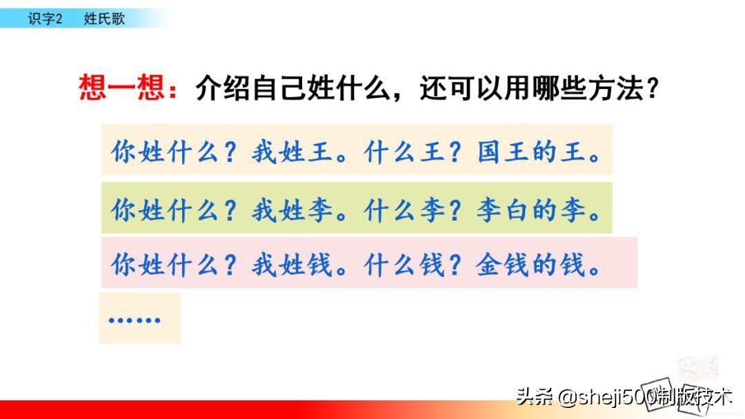 一年级下册语文识字2姓氏歌笔记,一年级下册第2课姓氏歌课堂笔记