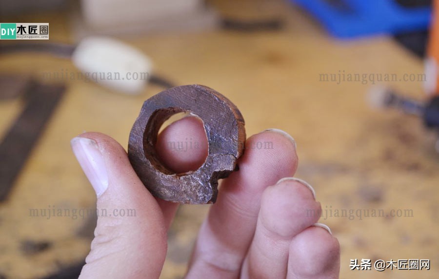 自制檀木戒指,木头雕刻戒指手工工具