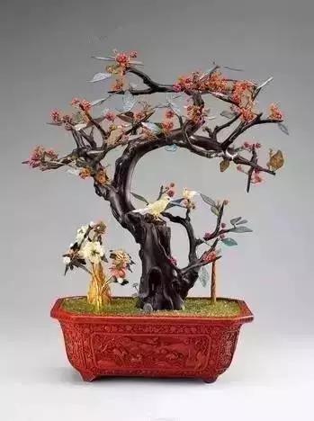 故宫里的玉石盆景,故宫景泰蓝盆景欣赏