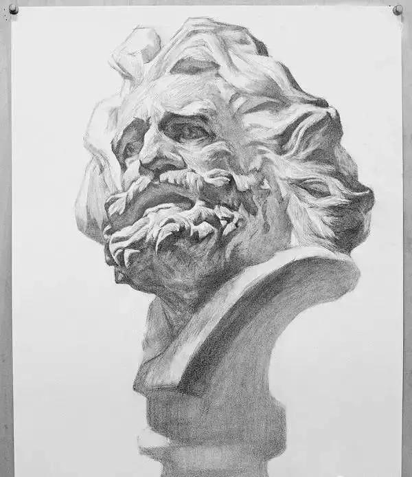 海盗侧面素描石膏头像步骤,素描石膏几何体组合