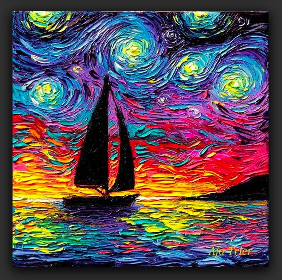 丙烯颜料绘画初学者风景画,丙烯画风景颜料简单