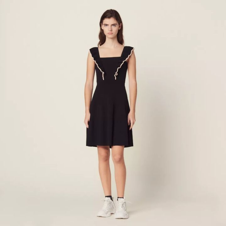 sandro18款小黑裙,法国轻奢女装sandro