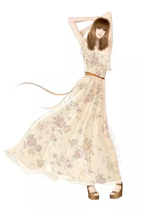 服装设计师画手稿视频,可爱的小插画手绘女孩服装