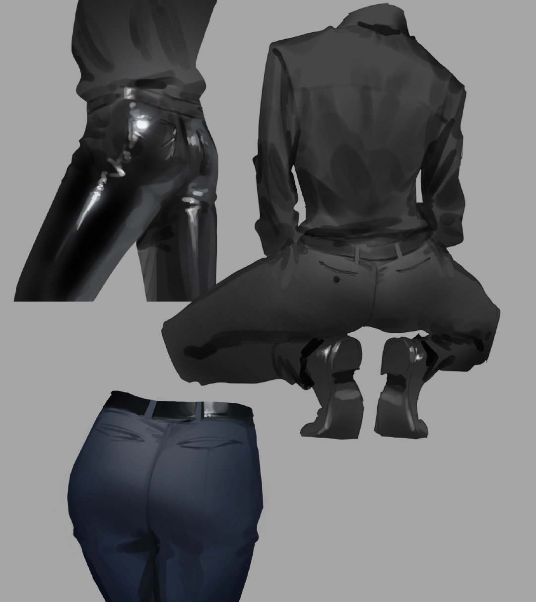 臀部素材画法,男性臀部画法教程