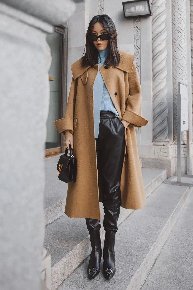 驼色大衣多种风格穿搭攻略,驼色大衣的高级感穿搭示范