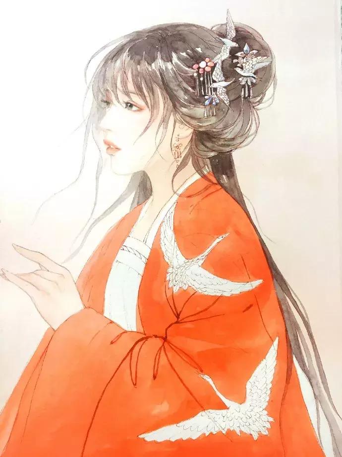 手绘古风少女，唯美灵动，唤起少女们心中的三生三世