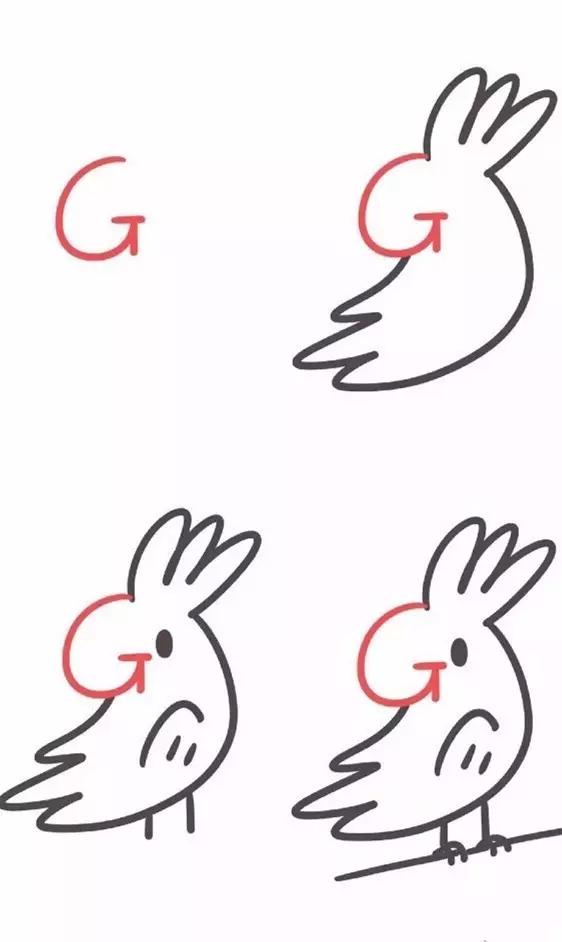 26个英文字母的画法创意简笔画,26幅有趣的字母简笔画