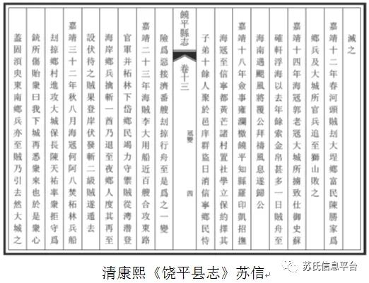 饶平大埕苏信,广东饶平苏氏宗谱