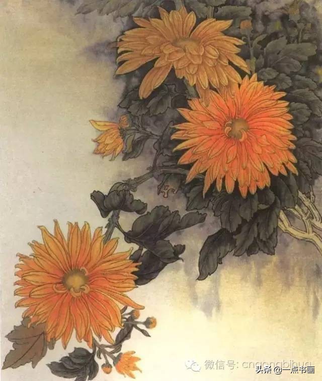 工笔画菊花入门教程步骤图,黄色工笔菊花的上色过程