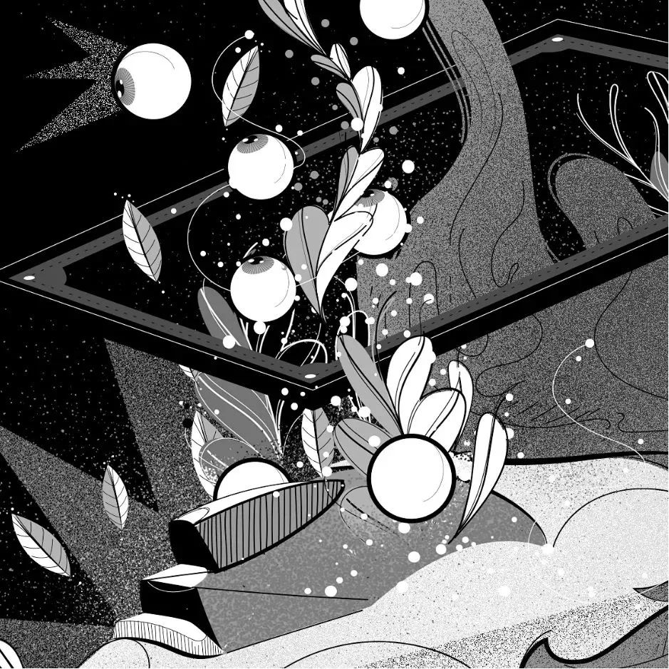 画面冲击感强烈的插画,这种手绘插画是用什么笔画的