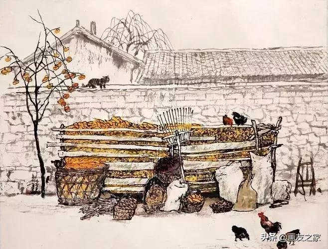 江南梦里水乡主题国画,田园生活国画