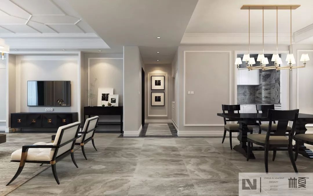 200平方新中式风格,秦皇半岛挑空联排别墅