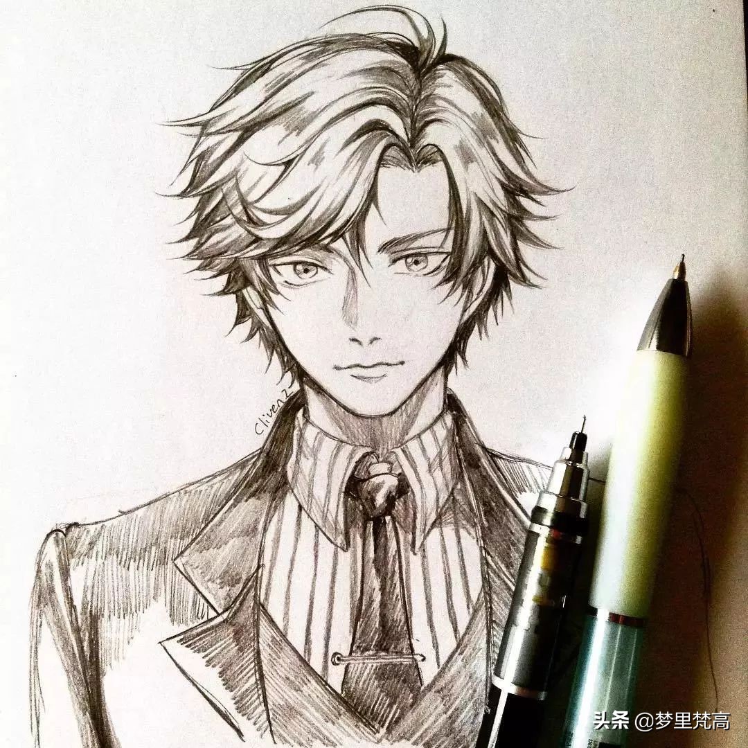 铅笔画素描动漫,铅笔画的动漫素描少女