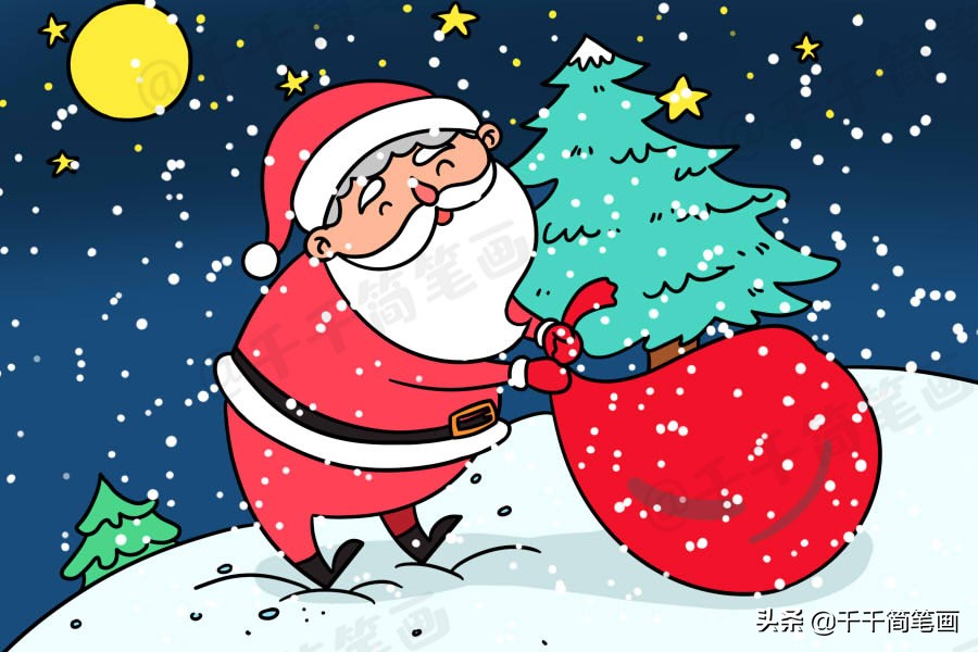 圣诞节简笔画场景圣诞老人,圣诞节黑板报简笔画圣诞老人