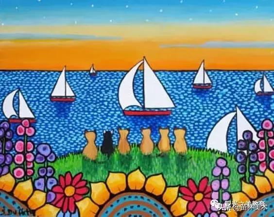 水粉作品风景清新,清凉一夏的水粉作品