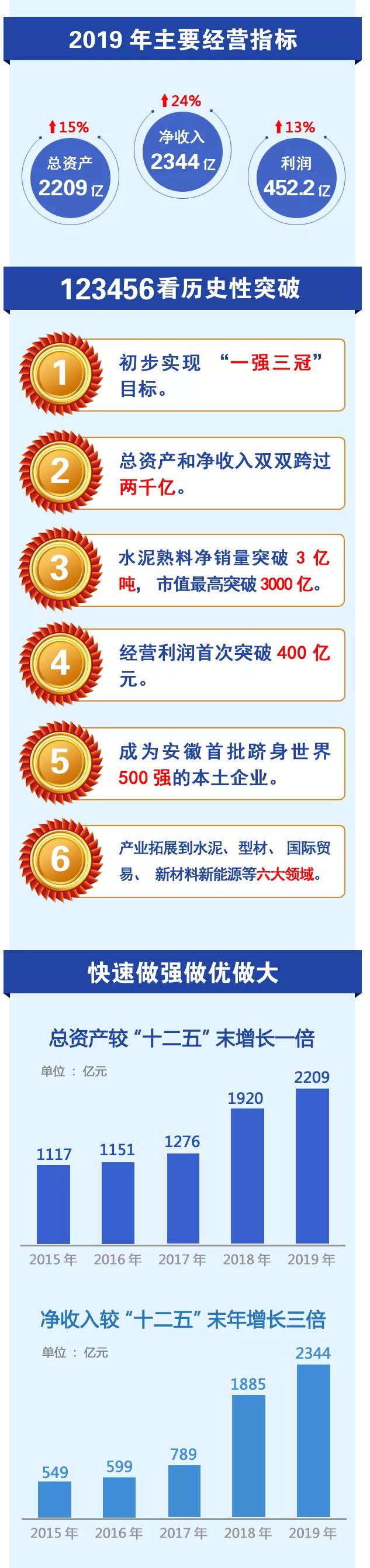 安徽芜湖海螺集团,海螺集团2019年营业额