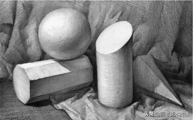 素描静物几何石膏组合图片,初学者素描入门石膏