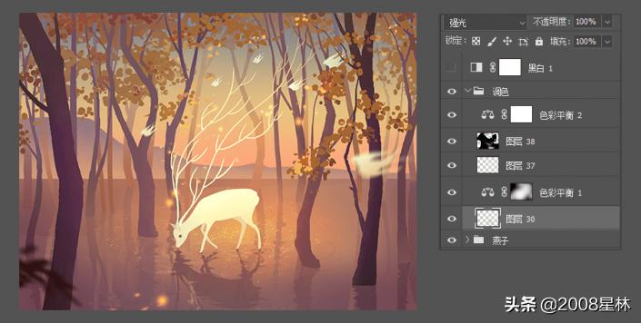 狮子亲吻小鹿插画,抬头望天空的小鹿插画