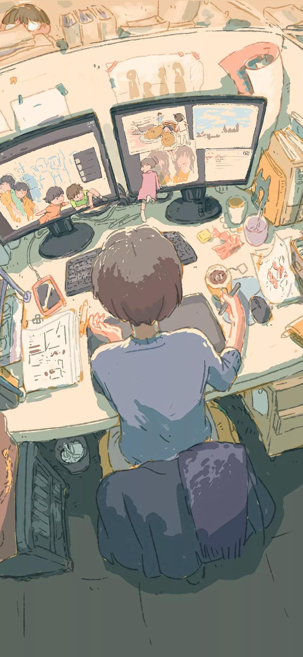 浅色系卡通壁纸,手机壁纸浅色面板